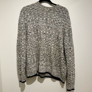 Topshop Black and White Marled Knit Crew Neck Sweater in Size 8